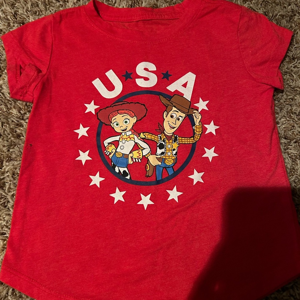 Red Kids T-Shirt with Toy Story Characters